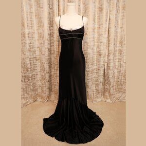 Black Satin Tuxedo Evening Gown Size 8 (NWOT)